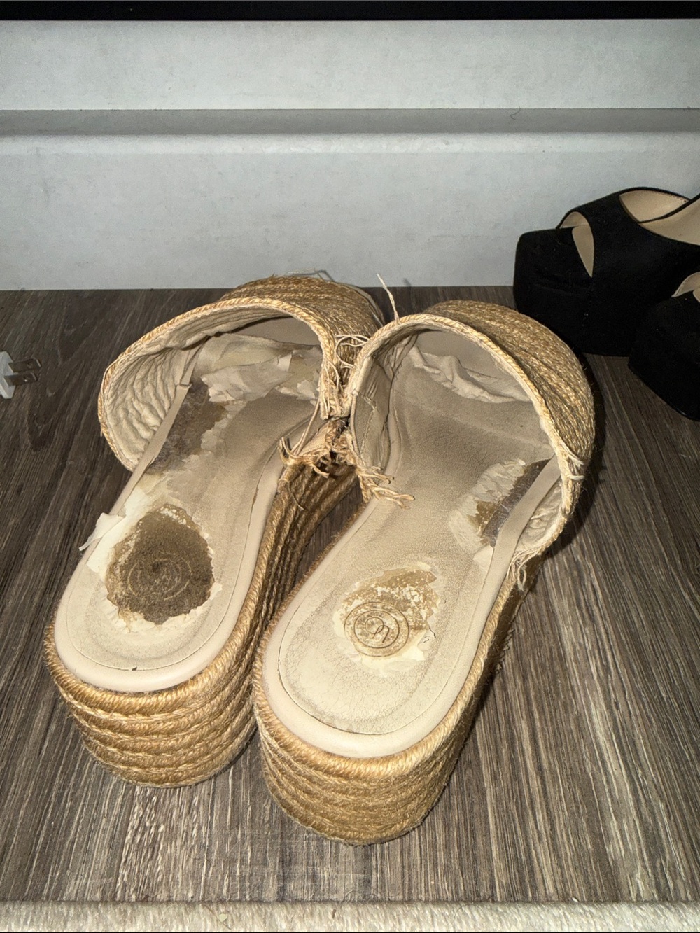 Urban Outfitters Well Worn Beige Woven Platform Slide Sandals - Women